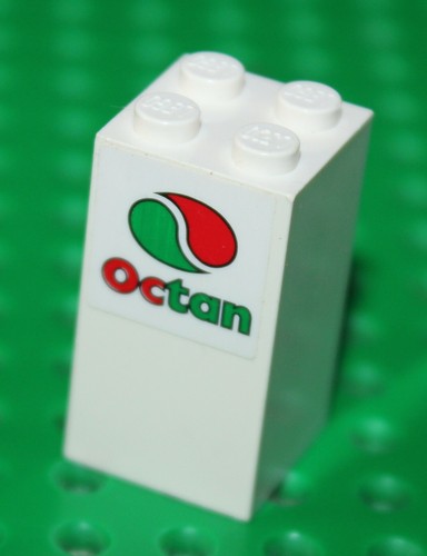 Lego white brick with - white, octan