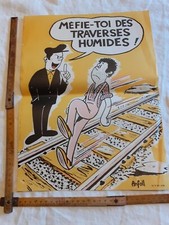 Ancienne Affiche Sécurité SNCF Mefie Toi Des Traverses Humides