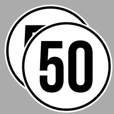 2 X VITESSE LIMITE 50 Km/h AUTO VAN REMORQUE CARAVANE 10cm STICKER VA066