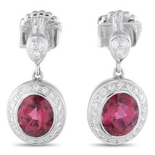 18K White Gold 0.75ct Diamond and Tourmaline Earrings