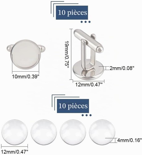 Boutons manchette acier - 10,
