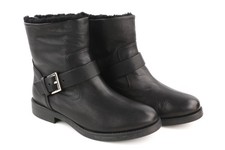 Hugo Boss Lia Biker-Fur Femme Bottes EU39 Cuir Noir Véritable Fourrure Bouclé