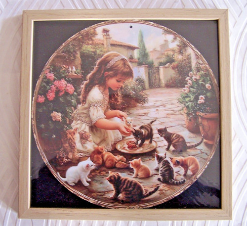 Cadre jeune fille les chats - jeune,