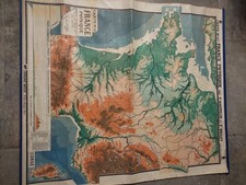 Carte scolaire ancienne Hatier – France Physique Kaeppelin Bruley – vintage