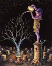 EMEK - Star Tree Girl (Yellow) - Signed and doodled by Emek - numbered /250