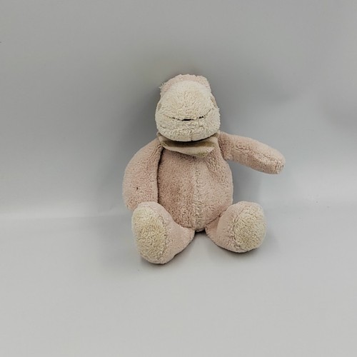Doudou hippopotame rose blanc
