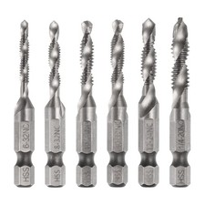 6Pcs Forets et Tarauds Combinés, Filetage 6-32NC-1/4-20NC, Queue Hexagonale d...