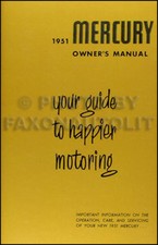 1951 Mercury Et Monterey Propriétaires Manuel 51 Owner User Instruction Guide