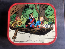 Boite en métal Tintin - L'oreille cassée pirogue Delacre