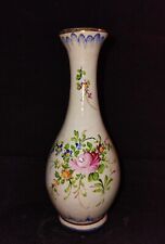 Charmant petit vase en grès décoré a la main Fleurs Signé GR.14 cm ttb