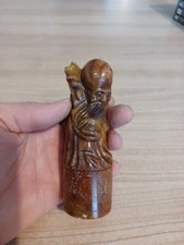 CHINE SUPERBE SCEAU  ANCIEN en STEATITE, SAGE au SCEPTRE .Merle.chinois.