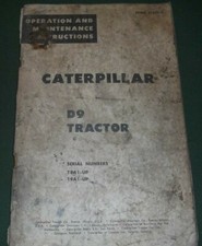 Cat Caterpillar D9 Dozer Opérateur Opération Maintenance Livre Manuel S/N '18A