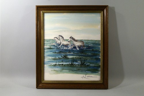 Chevaux camargue aquarelle - de,