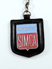 PORTE-CLES - SIMCA ARONDE - Original 1960s - Métal Émaillé, Cuir - Vintage -