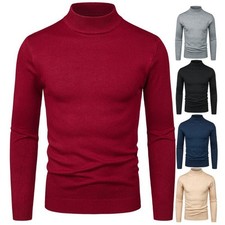 Pull homme basique manches longues demi col roulé pull bas élastique chemise