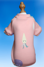 Manteau chien. Sweat taille S, molletonné, rose, motif de charmants légumes Neuf