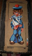 Canevas Poulbot garçon marin pompom 60 x 26 cm vintage