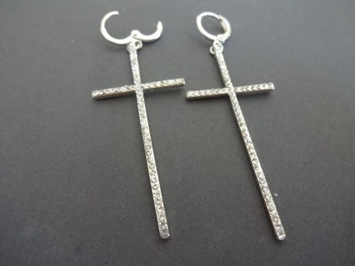 Boucle oreille croix sertie - d'oreille,