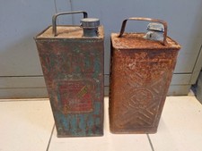 VINTAGE 2 BIDONS METAL AUTOMOBILINE DEMARAIS FRERES CIP DECO GARAGE NO OIL CAN