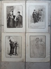 4 anciennes Gravures XXème Honoré Daumier Les Gens De Justice Avocat