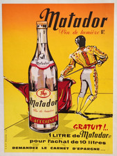 Affiche originale ancienne 1967 Matador Vin de lumière - tauromachie /RS2
