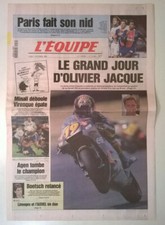 L'EQUIPE N°15.683 du 07/10/1996 - Le grand jour d'Olivier Jacque (1e GP moto 250