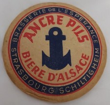 Sous Bock Bière Alsace  Brasserie Esperance ANCRE PILS Strasbourg AVANT GUERRE !
