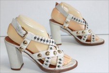 HEYRAUD Sandales à Lanières Cloutées Tout Cuir Ivoire T 37 TTBE