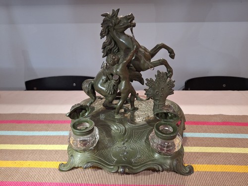 Encrier ancien chevaux - encrier, de