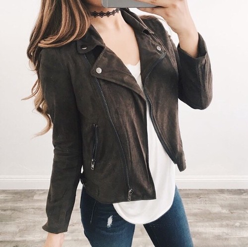 Chocolate brown suede - , jacket