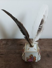 vintage Joli encrier en porcelaine Limoges avec godet céramique d'art chantilly