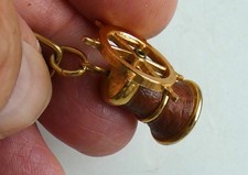 Ancien porte clé cuir et métal Roue Barre de Bateau Cloche Navire Marin....