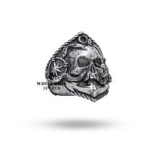 Gothique Boussole Mort Motard Rider Flotteur Marin 925 Argent Sterling Men Bague