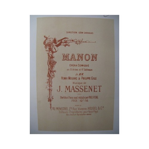 Massenet jules manon piano - massenet,
