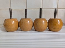 Lot de 4 Pieds de Lit bois verni - Bon Etat 6,5 cm