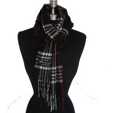 Echarpe NOIRE  homme 100 % cachemire d'Ecosse plaid top qualité fond noir