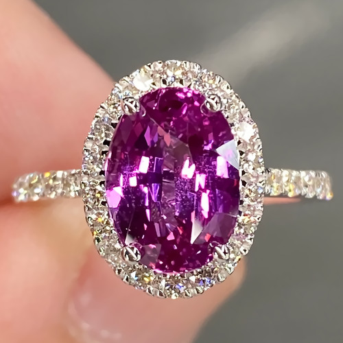Bague diamant saphir rose - , or