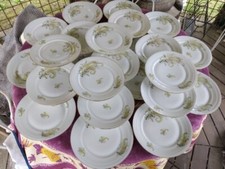 24 Assiettes Plates Porcelaine Pillivuyt LUF Décor de Fougères Liseré Doré 24cm