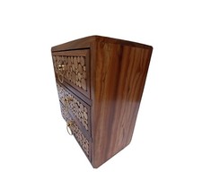 Organisateur de bureau en bois à 3 tiroirs | Petit coffre de rangement décora...