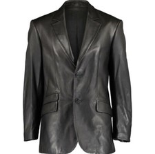 Veste blazer en cuir noir pour