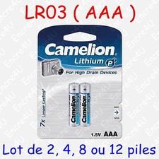 Pile Photo Lithium AAA LR3 FR3 LR03 R3 R03 MN2400 L92 1,5V ( x 2, 4, 8 ou 12 )