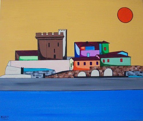 Tableau naif fort socoa en - fort, de