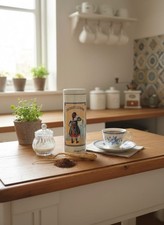 Boîte à Chicorée Leroux Vintage Cylindrique - Rangement Métal Rétro Publicitaire