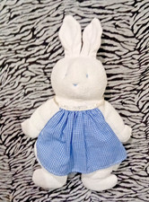 P? KLORANE DOUDOU PELUCHE EPONGE LAPIN VICHY BLEU ANCIEN MODELE 35CM T BON ETAT
