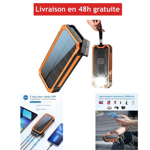 Chargeur solaire 20000mah - solaire,