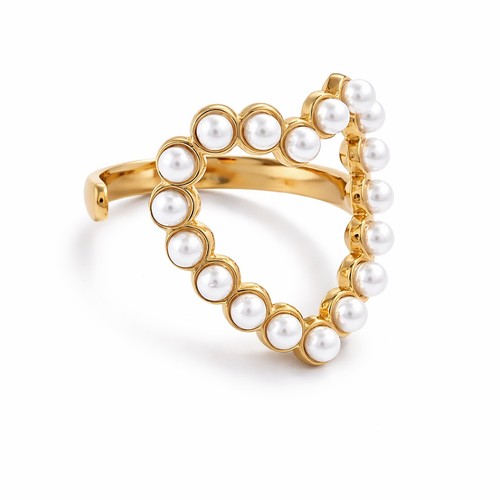 Bague perles dorées ajustable - bague,