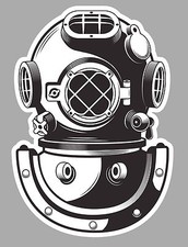 SCAPHANDRIER CASQUE PLONGEE SOUS MARIN 10cmX7cm AUTOCOLLANT STICKER SA152