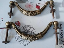 paire ancienne poignée de meuble tiroir commode Bobèches ornement bronze massif