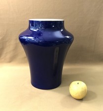 grand vase porcelaine émaillé bleu et doré signé Sèvres daté 1900 30 cm Filet or