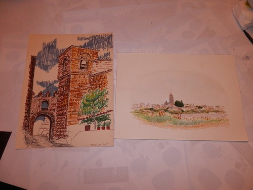 Lot dessins aquarelle - de, 2